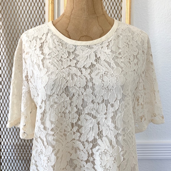 Pre-owned Madewell Lace Refined Tee Style F0191(L) - Picture 2 of 8